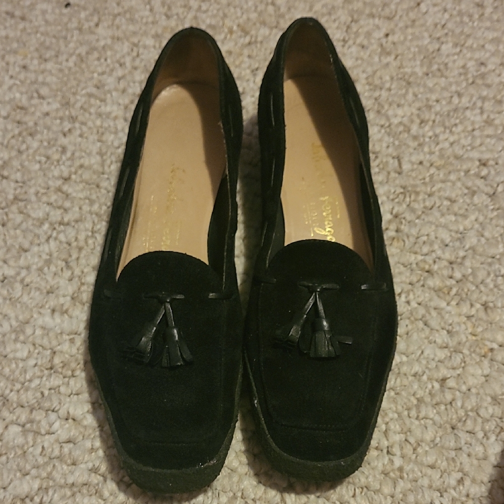 Salvatore Ferragamo Black Loafers with Tassel Detail